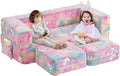 Kids Couch with Two Ottoman, Modular Foldable Loveseat F6149