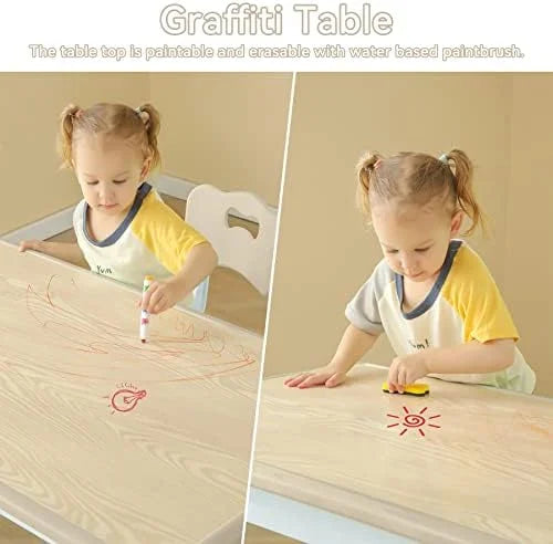 Height Adjustable Plastic Table and 4 Chairs Set J38634