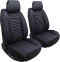 Front Drive Seat Covers Leather Car Seat Protector Waterproof Cushion Universal Fit 2 PCS Front Black-Red W119787