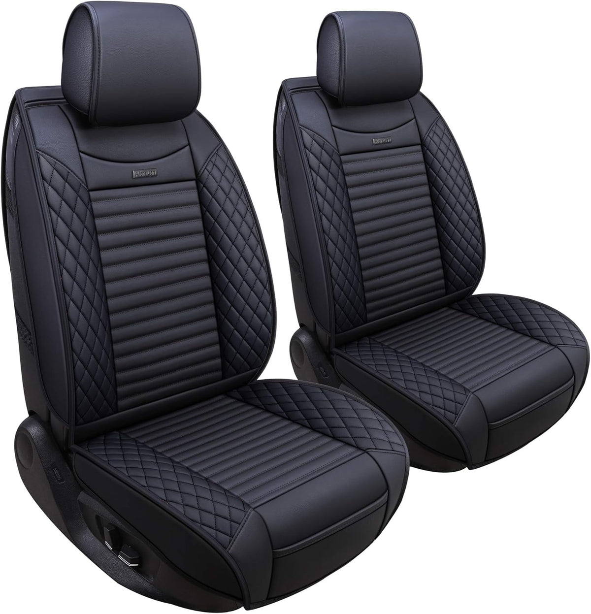 Front Drive Seat Covers Leather Car Seat Protector Waterproof Cushion Universal Fit 2 PCS Front Black-Red W119787