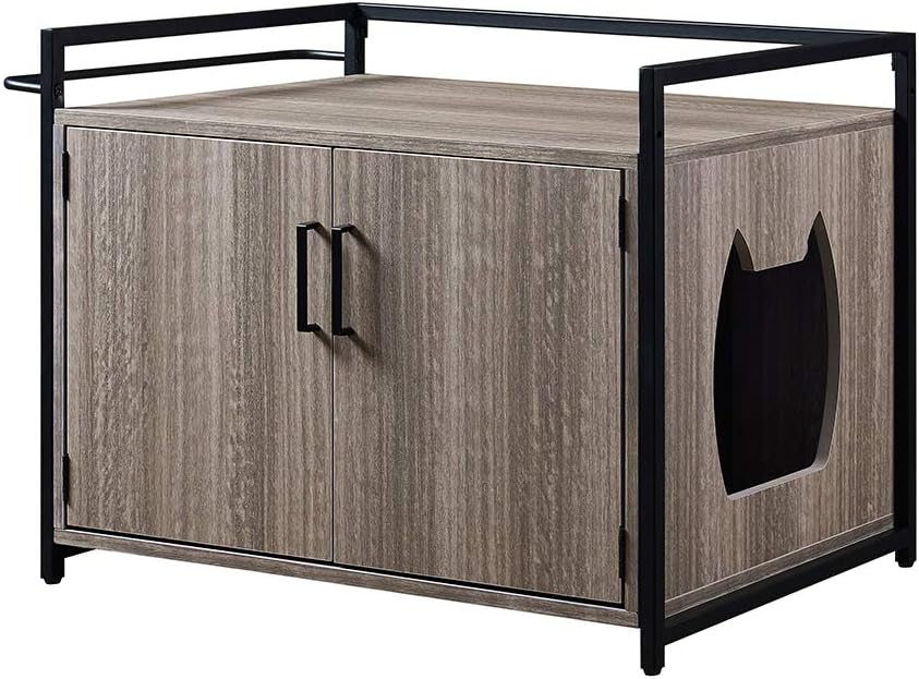 Cat Litter Box Enclosure with Iron and Wood Structure G22777