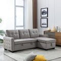 Light Grey Velvet Reversible Sleeper Sofa Bed Z7930
