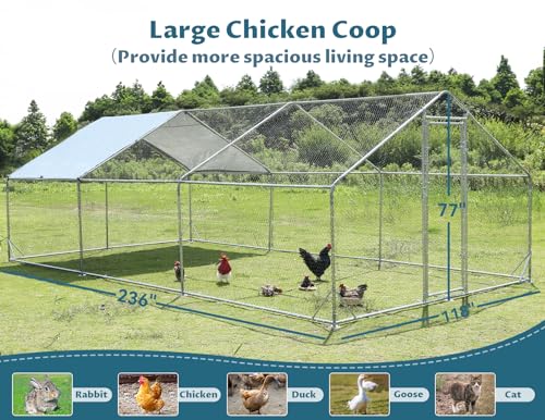 Metal Chicken Coop with Anti-Rust Steel & Waterproof Cover O734218