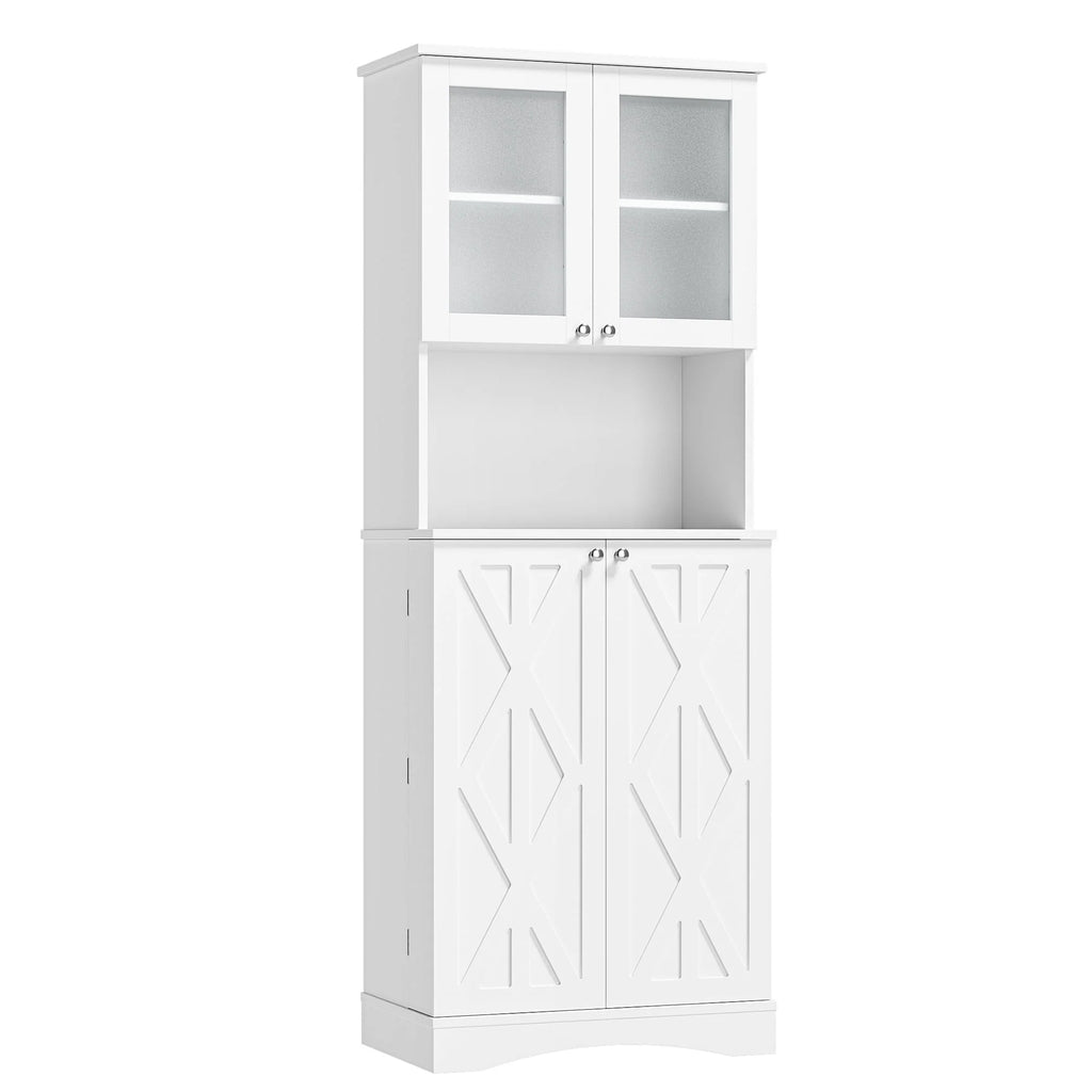 63'' White 4 Door Kitchen Storage Cabinet with Adjustable Shelves K977
