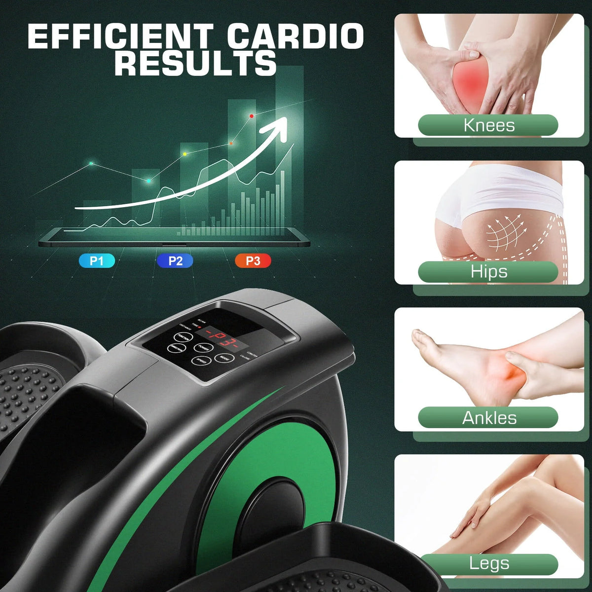 Under Desk Elliptical Pedal Exerciser with Remote & Data Monitor A725