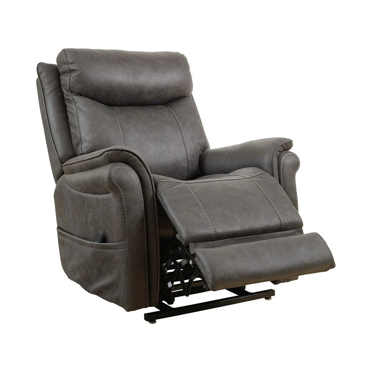 36 Inch Steel Gray Vegan Faux Leather Recliner V595211