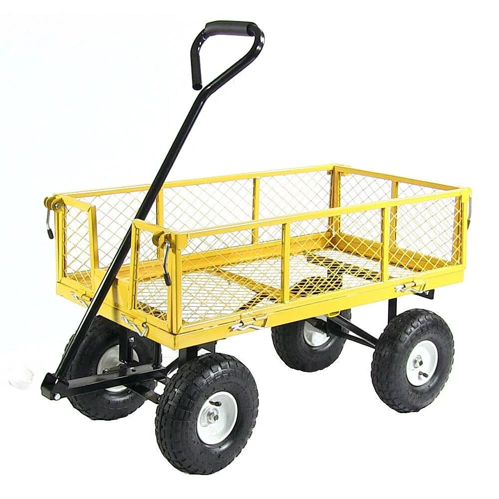 Yellow Utility Cart with Folding Sides and Liner Set M5652