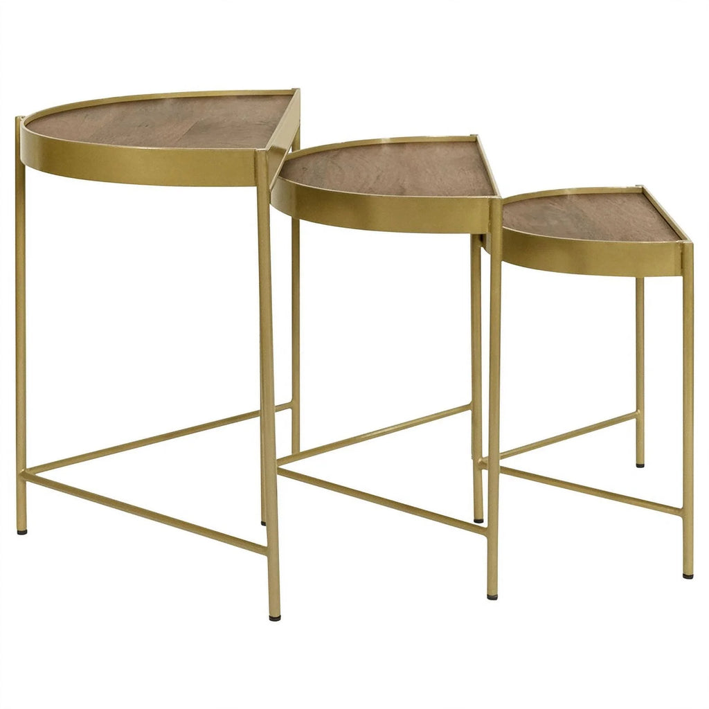 3-Piece Metal Nesting Table Brown and Gold V365437