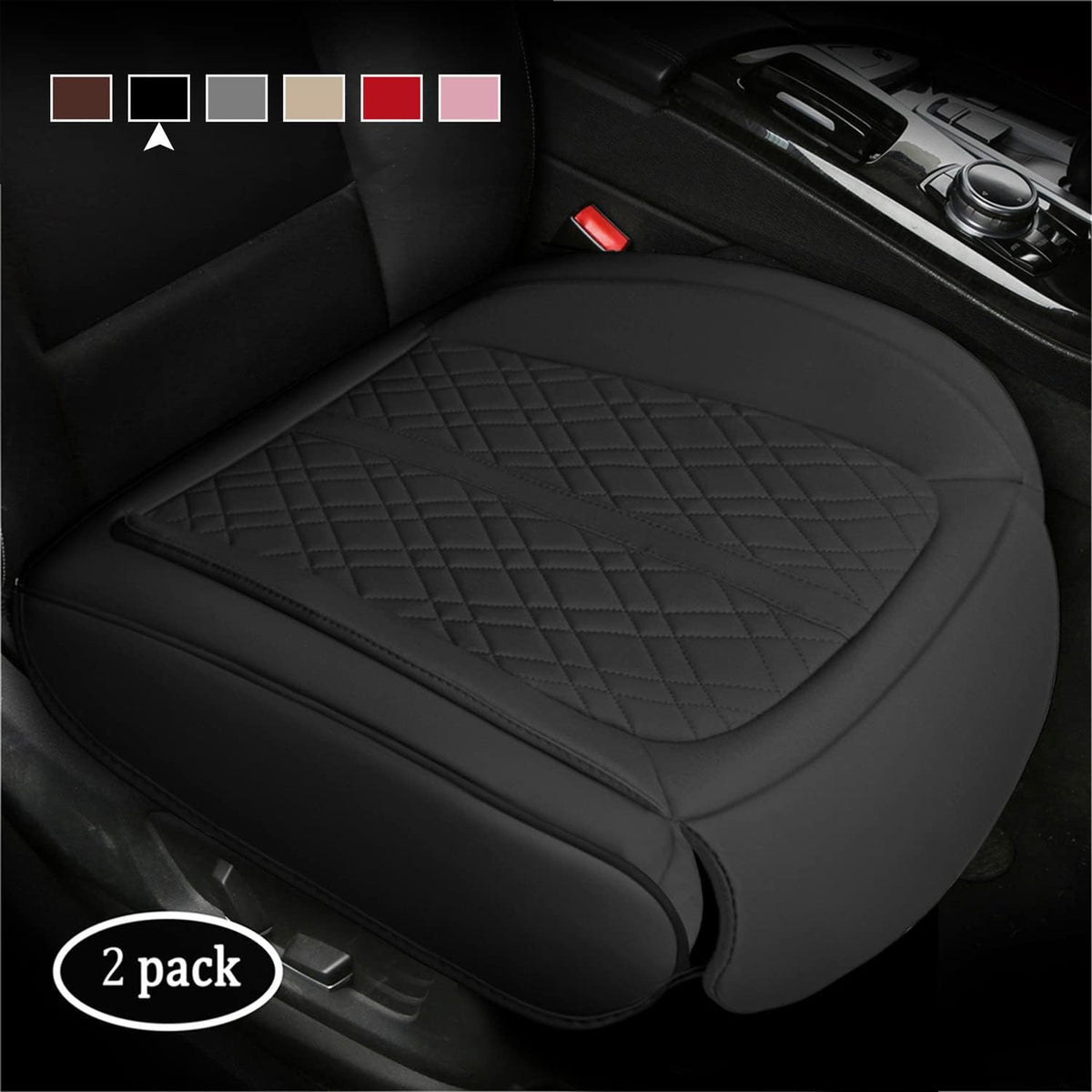 2Piecs PU Leather Car Seat Cover Protector with Footrest (Red) D73138