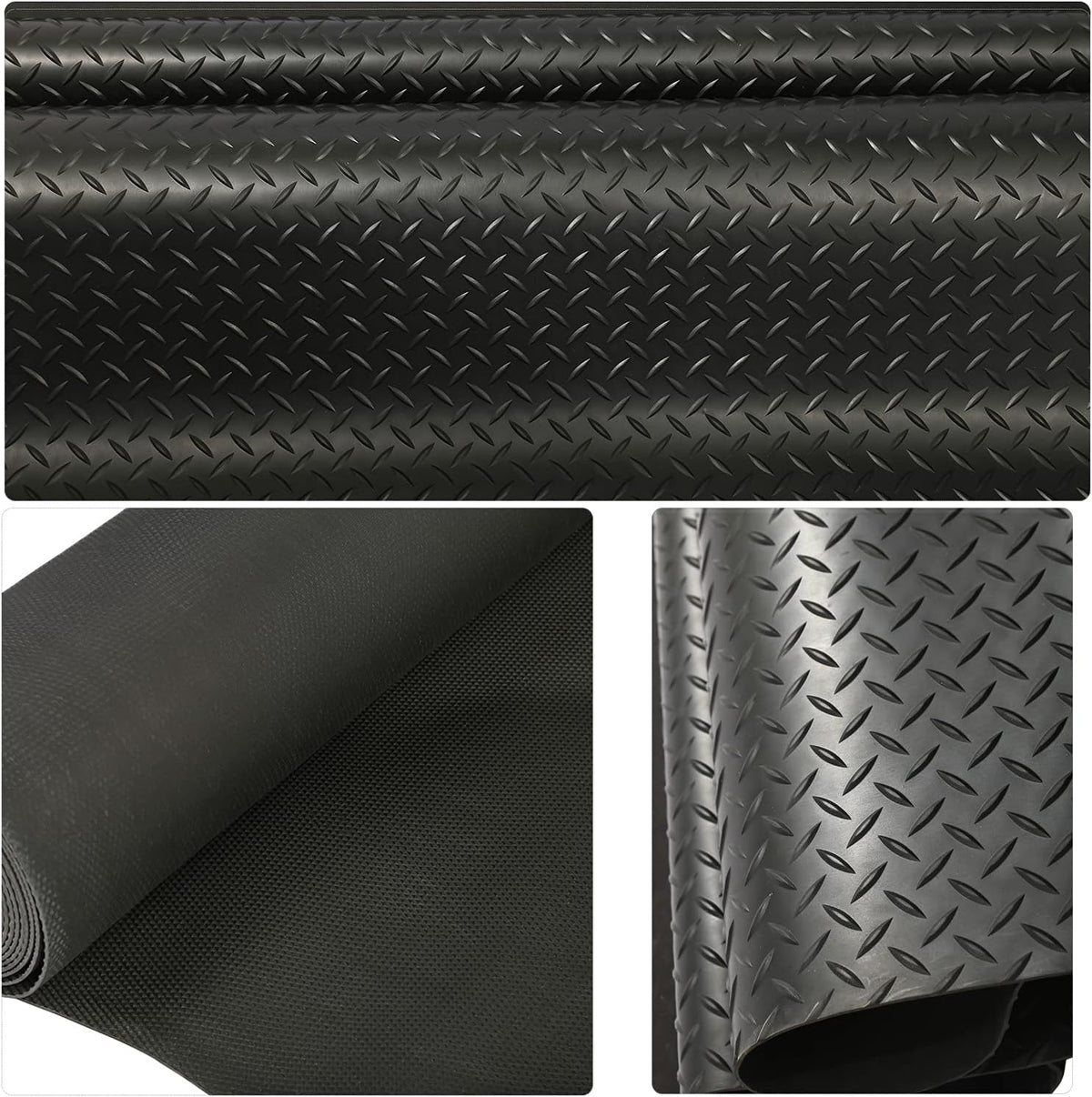 Black 5x10 Ft Diamond Plate Rubber Floor Mat O4481