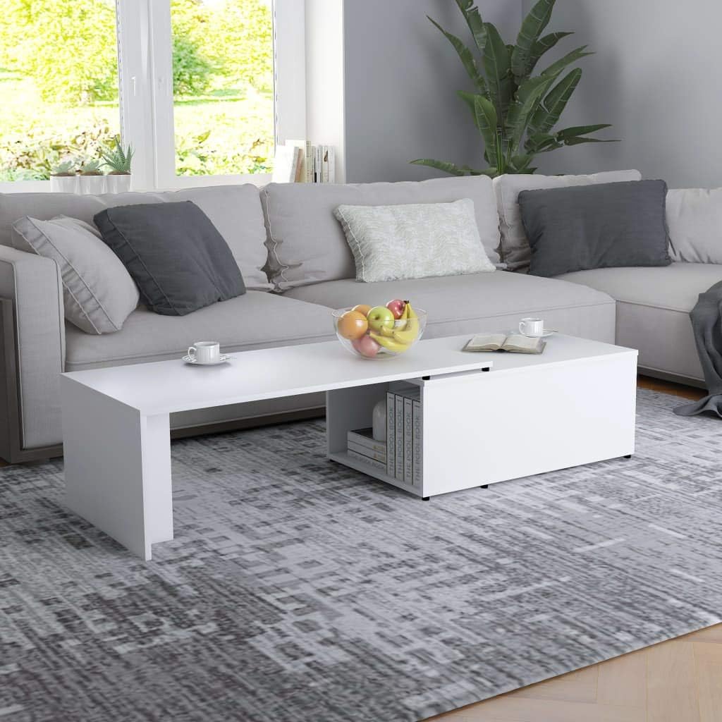 Coffee Table with Storage Cabinet Chipboard Side Table Concrete Gray U303291