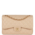Beige Caviar Double Flap Bag G163