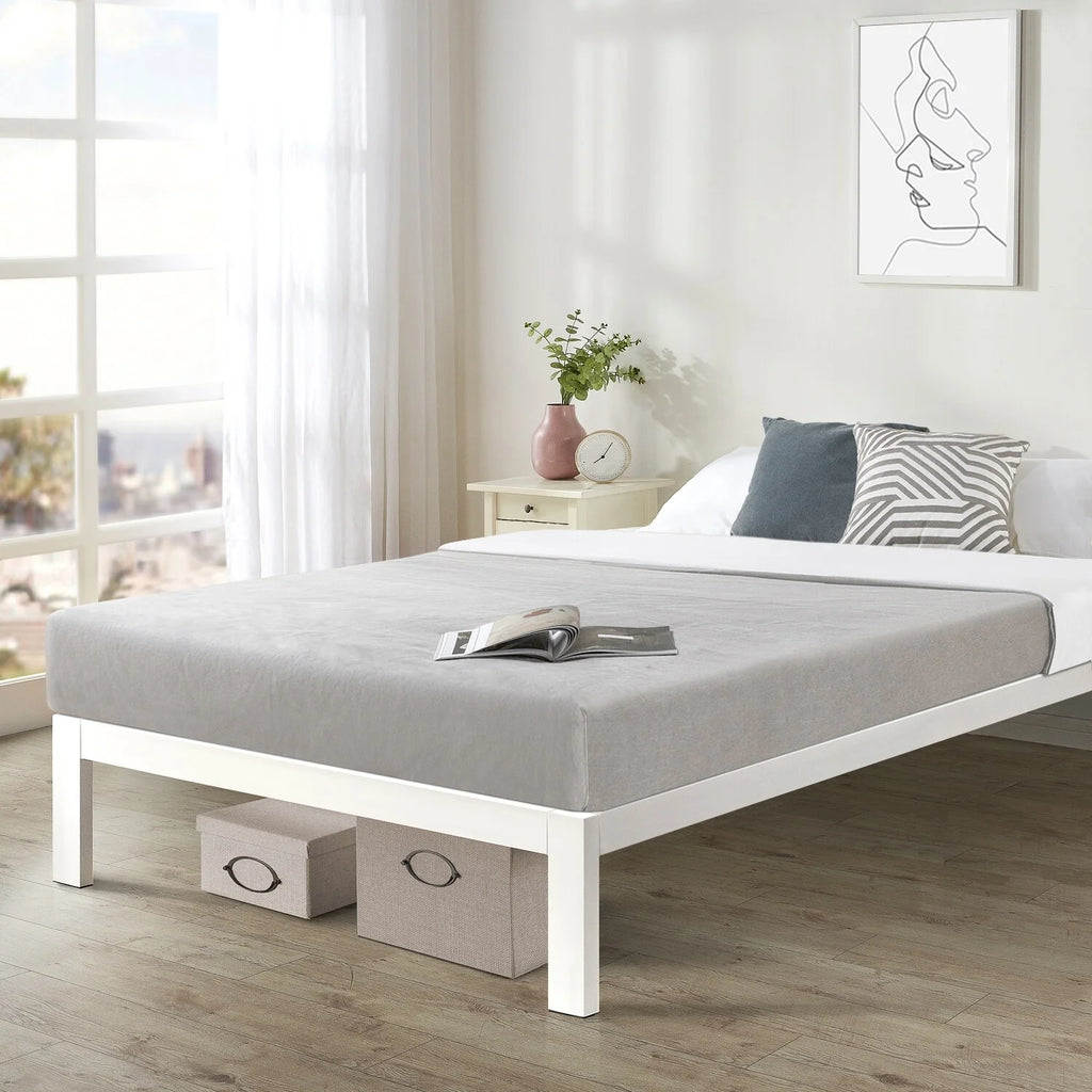 Queen Size White Steel Platform Bed C964281