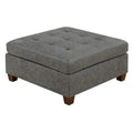 Antique Grey Tufted Leatherette Ottoman K532