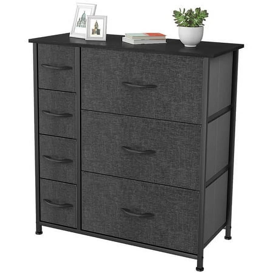 Black Grey 7 Drawer Dresser F41518