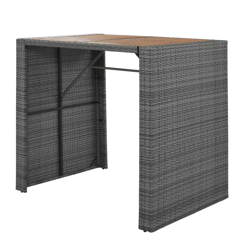 5 Pcs Gray Wicker Patio Bar Dining Table Set U8636