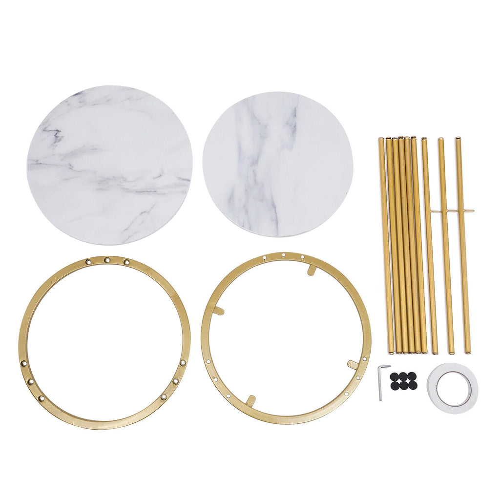 Round Marble 2 Tier Gold Metal Accent Table X197