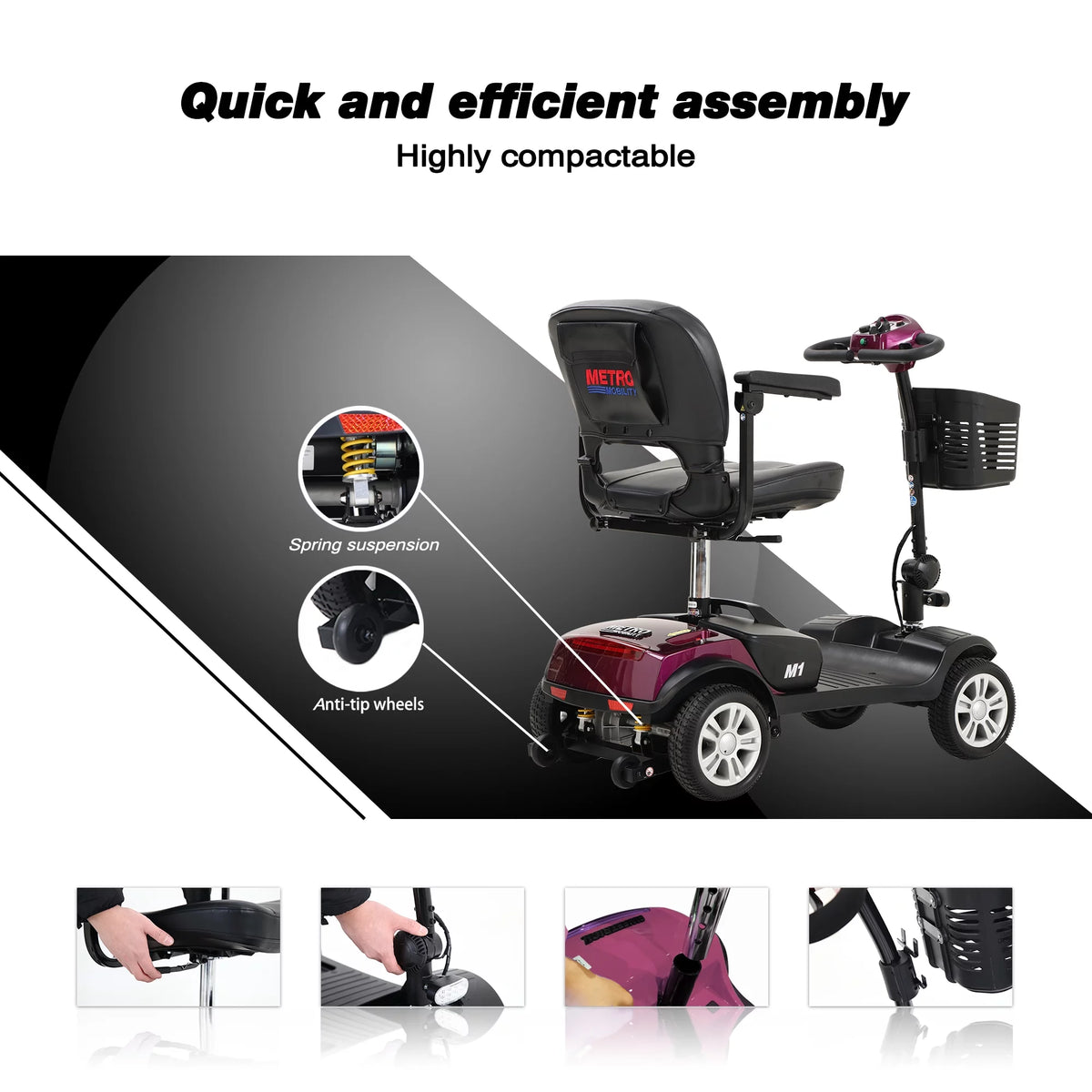 4 Wheels Compact Folding Mobility Scooter with Swivel Seat W67108