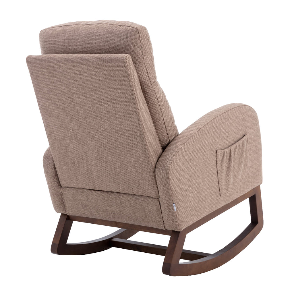 Camel Upholstered Rocking Chair with Side Pocket D6002