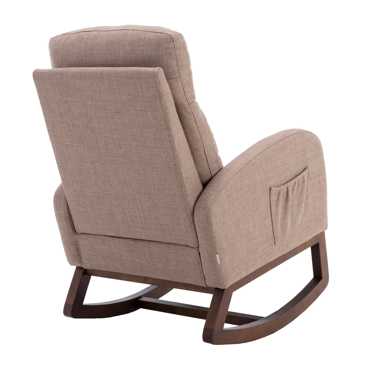 Camel Upholstered Rocking Chair with Side Pocket D6002