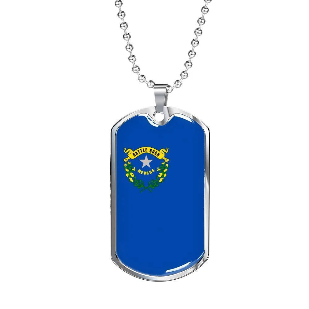 Stainless Steel or 18k Gold Dog Tag Necklace V834