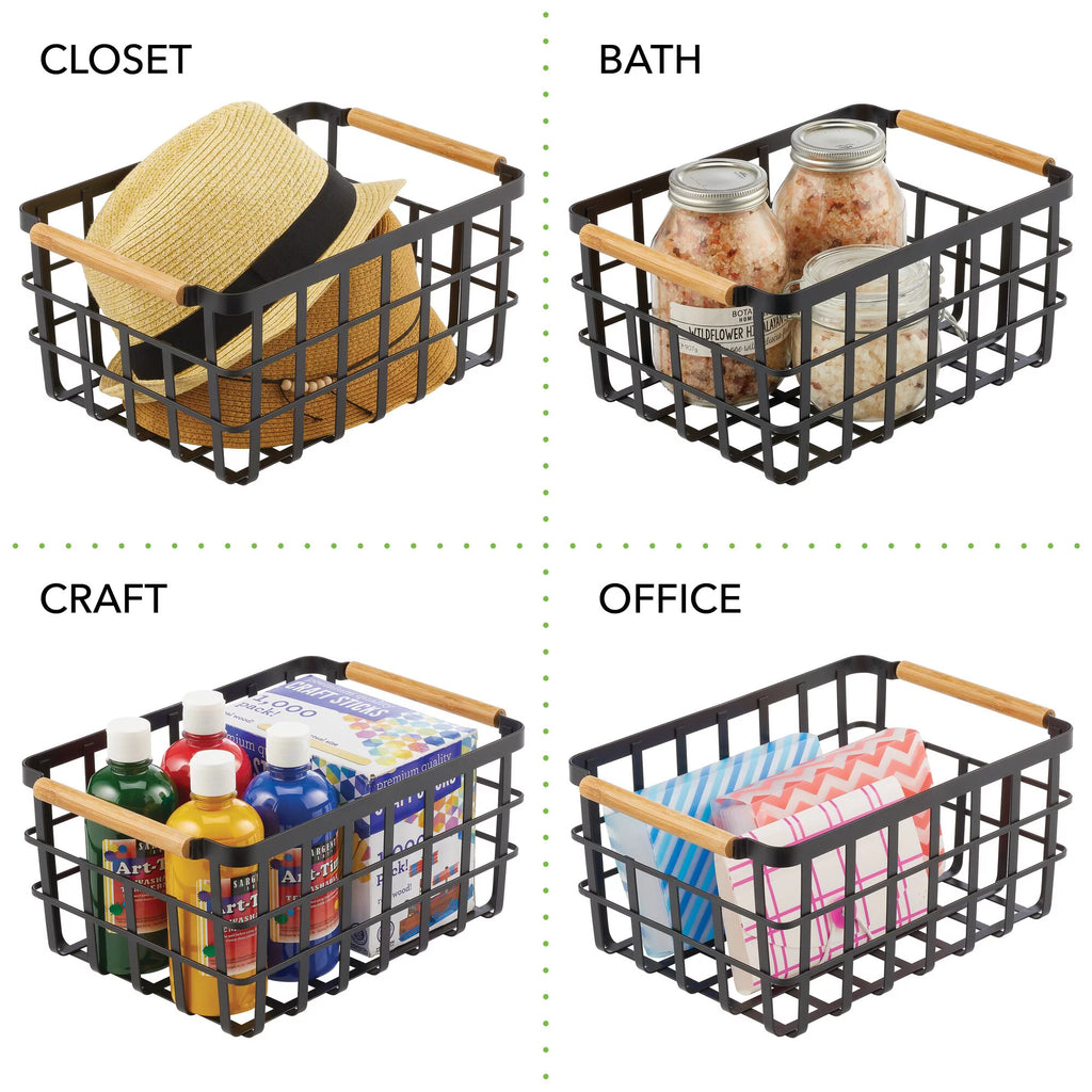 Metal Food Storage Basket 4 Pack Matte Black W729