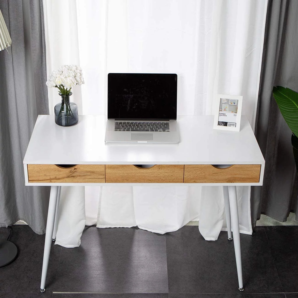 43in White Vanity Desk with 3 Drawers O892272