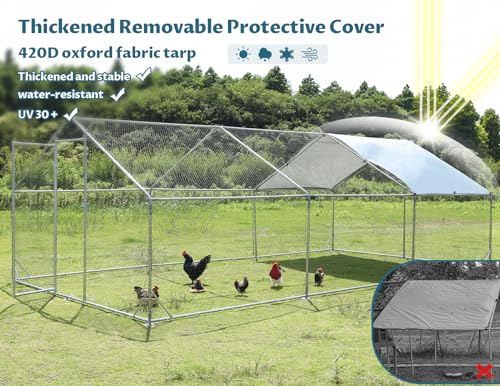 Metal Chicken Coop with Anti-Rust Steel & Waterproof Cover O734218