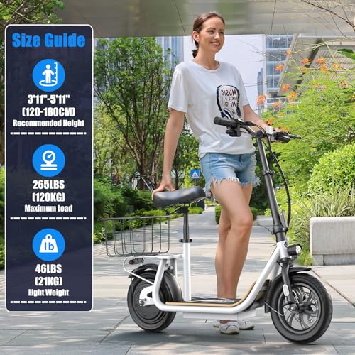 800W/1200W Electric Scooter with Seat, 48V Battery, Foldable C7458