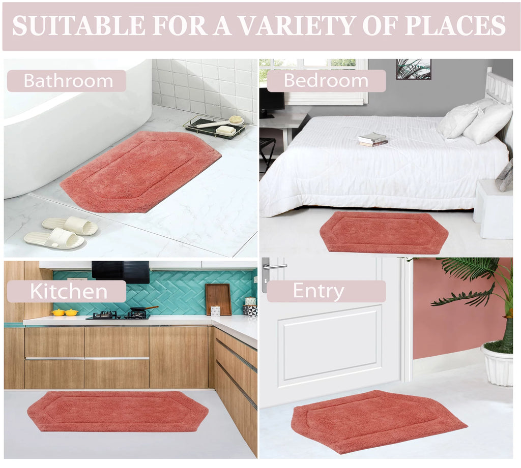 100% Cotton Tufted Non-Slip Bath Rug 3 Piece Set with Contour C405346