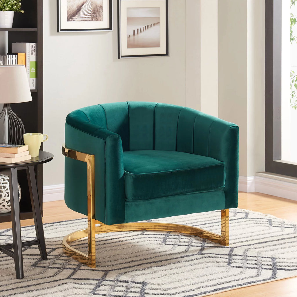Green Velvet Accent Chair with Stainless Steel Base Z212258