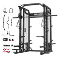 Smith Machine Squat Rack with Weight Bar, LAT Pull-Down & Cable Crossover R46489