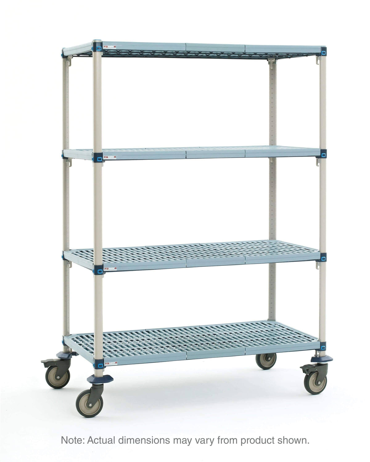 4-Tier Stem Caster Cart with Open Grid Shelves C262