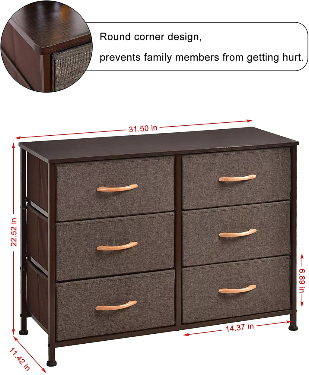 Brown 6 Drawer Storage Tower Unit A967701
