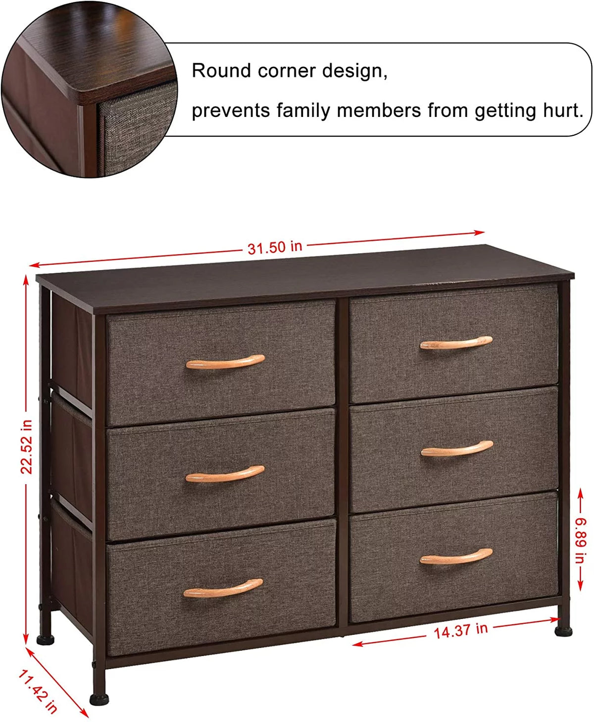 Brown 6 Drawer Storage Tower Unit A967701