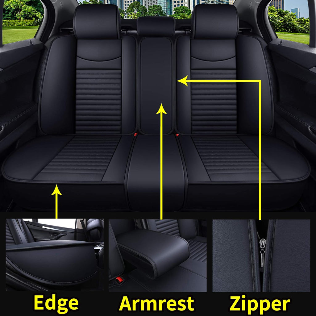 Front Drive Seat Covers Leather Car Seat Protector Waterproof Cushion Universal Fit 2 PCS Front Black-Red W119787