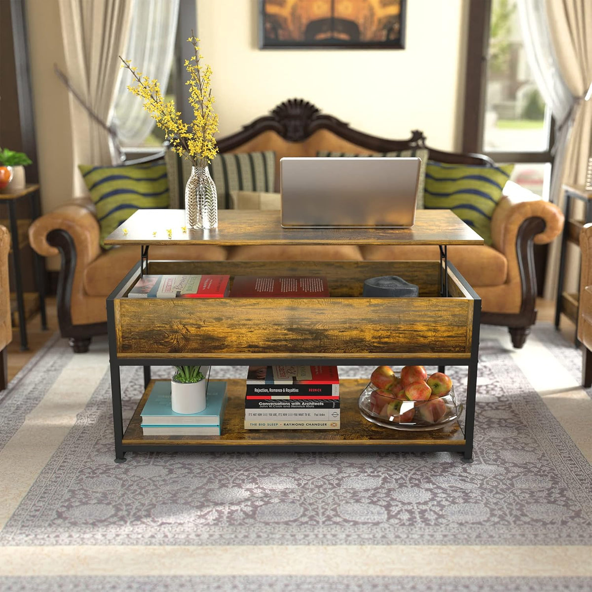 Lift Top Coffee Table with Storage Shelf X418369