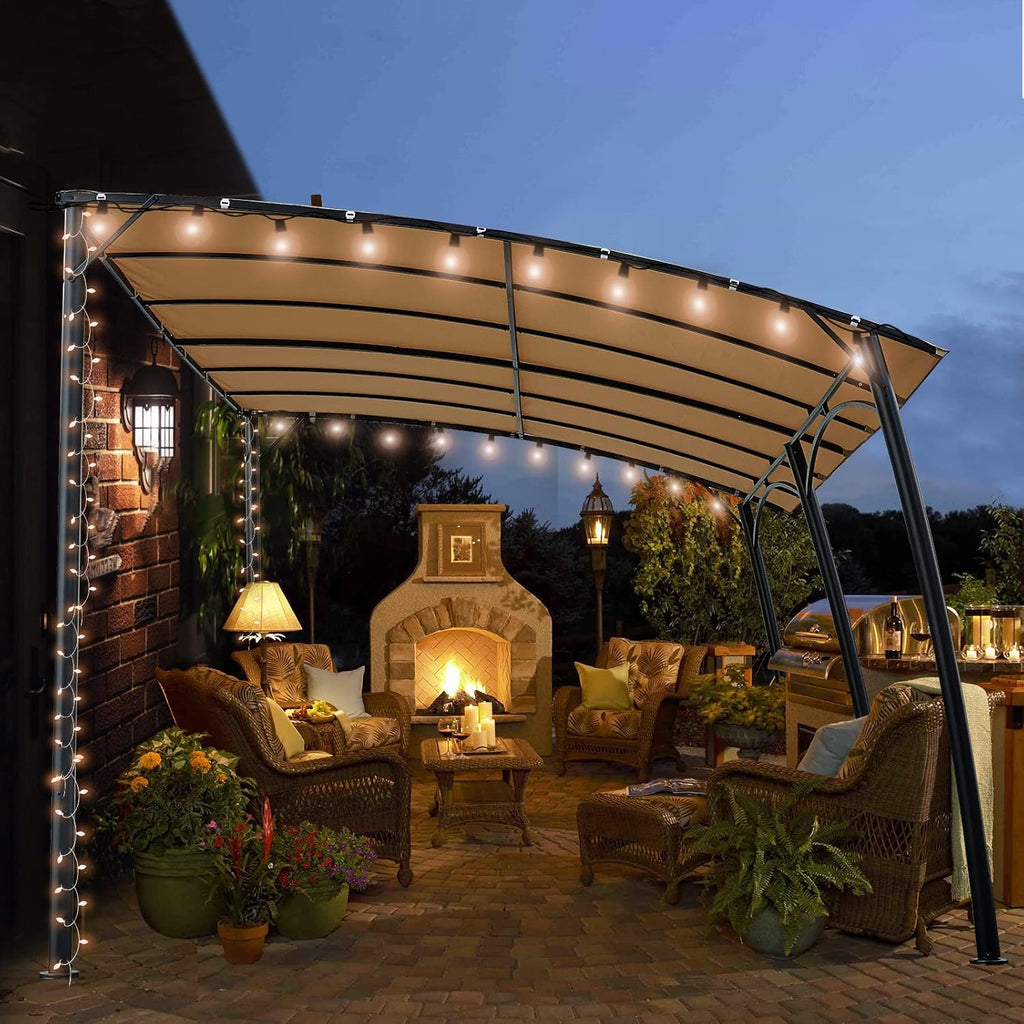 13'x10' Beige Steel Outdoor Awning Gazebo W913439