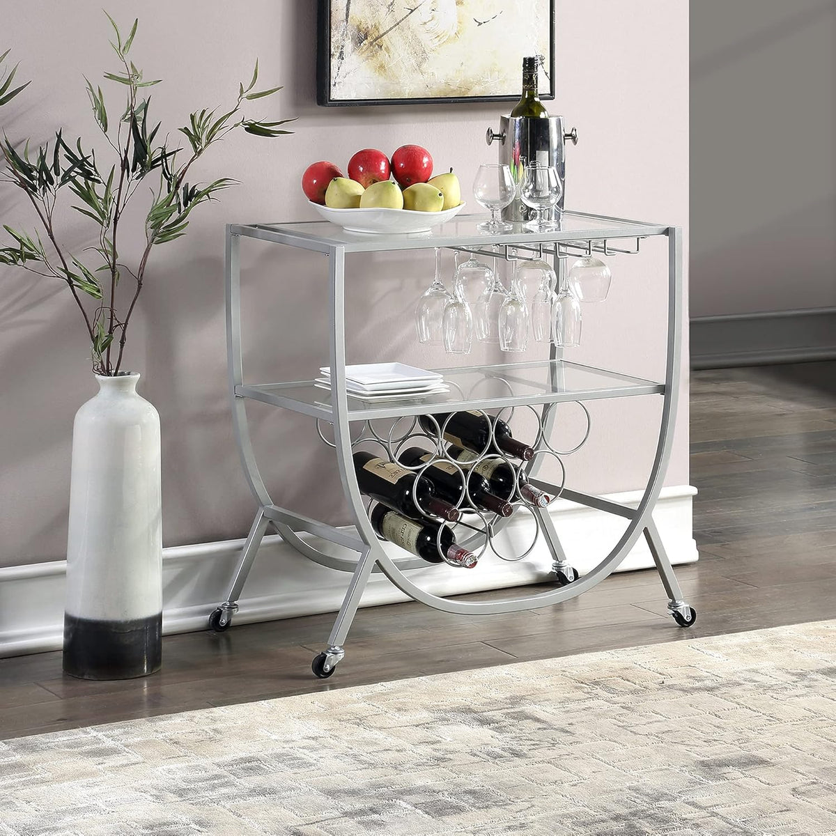 Silver Metal Bar Cart B6004