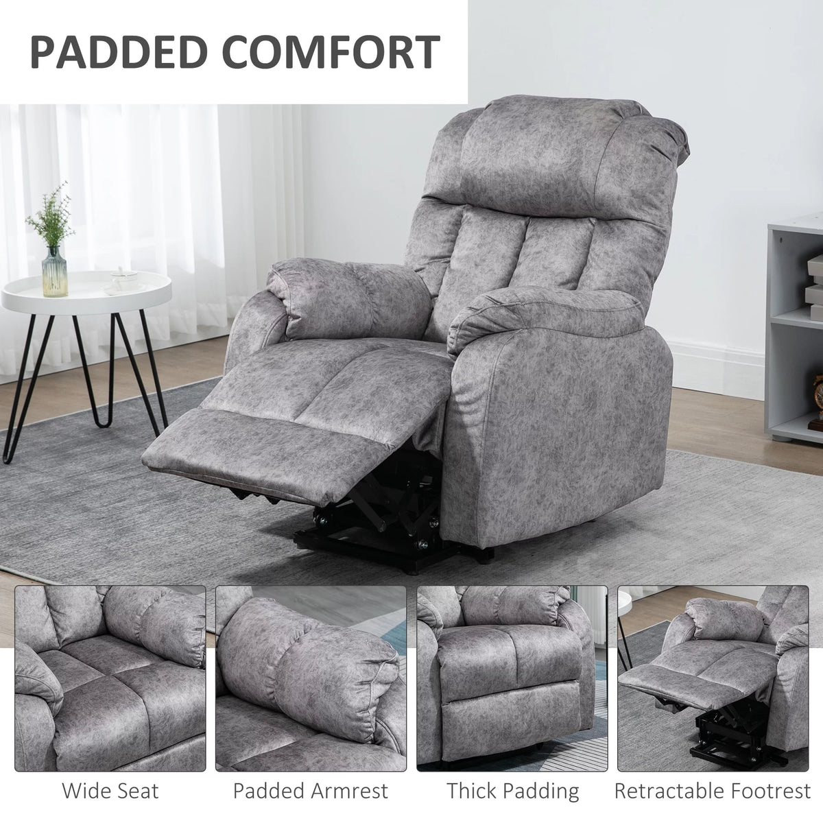 Grey Power Lift Recliner Chair with Remote Control L78592