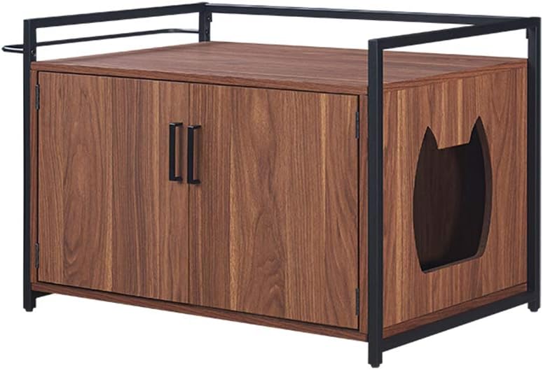 Cat Litter Box Enclosure with Iron and Wood Structure G22777