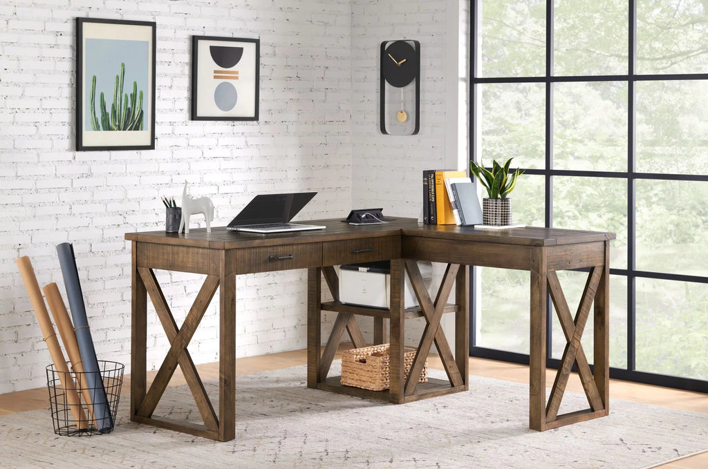 Rustic 60" L Desk with Fingerprint Lock B3886