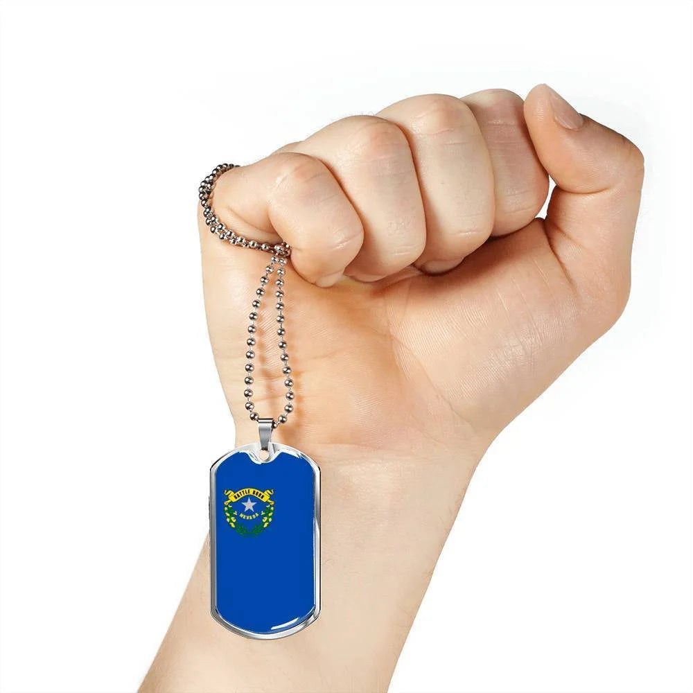 Stainless Steel or 18k Gold Dog Tag Necklace V834