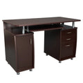Chocolate Computer Workstation with Cabinet and Drawers C906