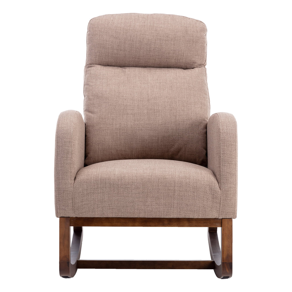 Camel Upholstered Rocking Chair with Side Pocket D6002