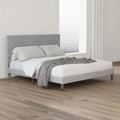 Full Size Upholstered Platform Bed Frame with Linen Adjustable Headboard J34458