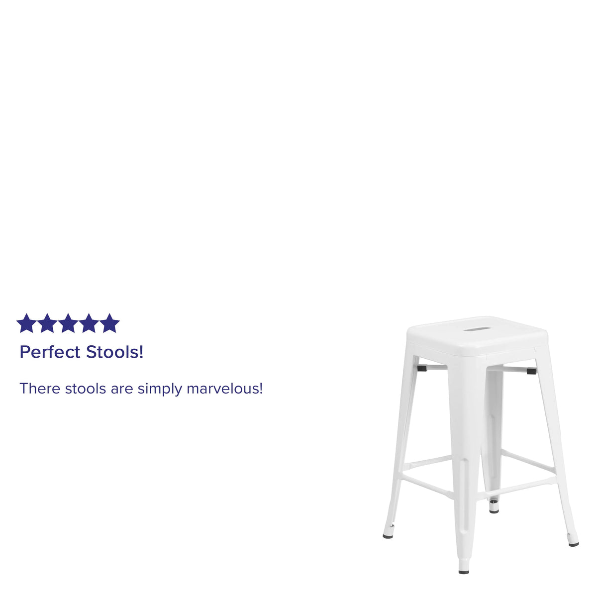 White 24" High Backless Metal Counter Height Stool B505694