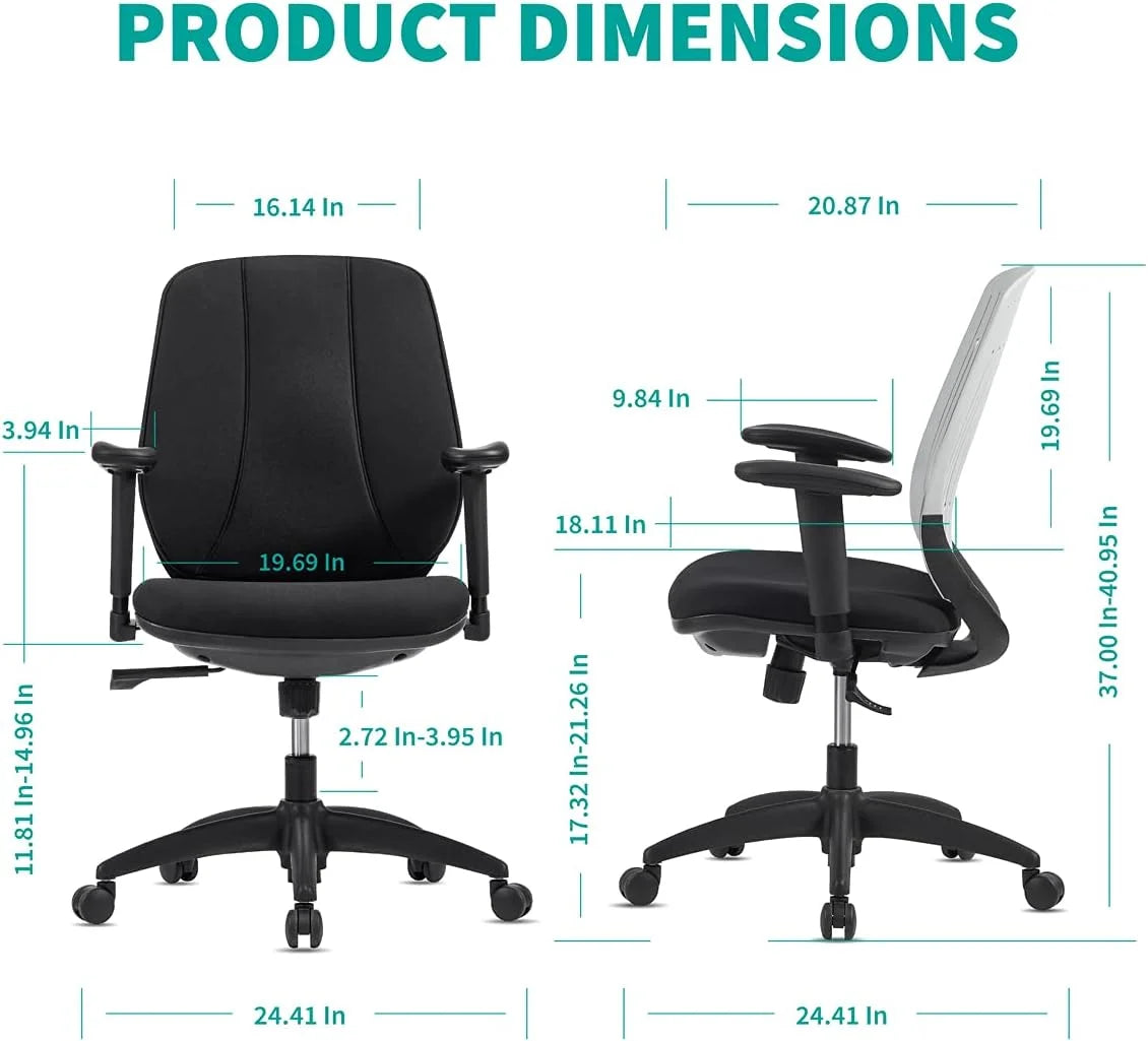 Gray Ergonomic Office Chair with 2D Armrest D809
