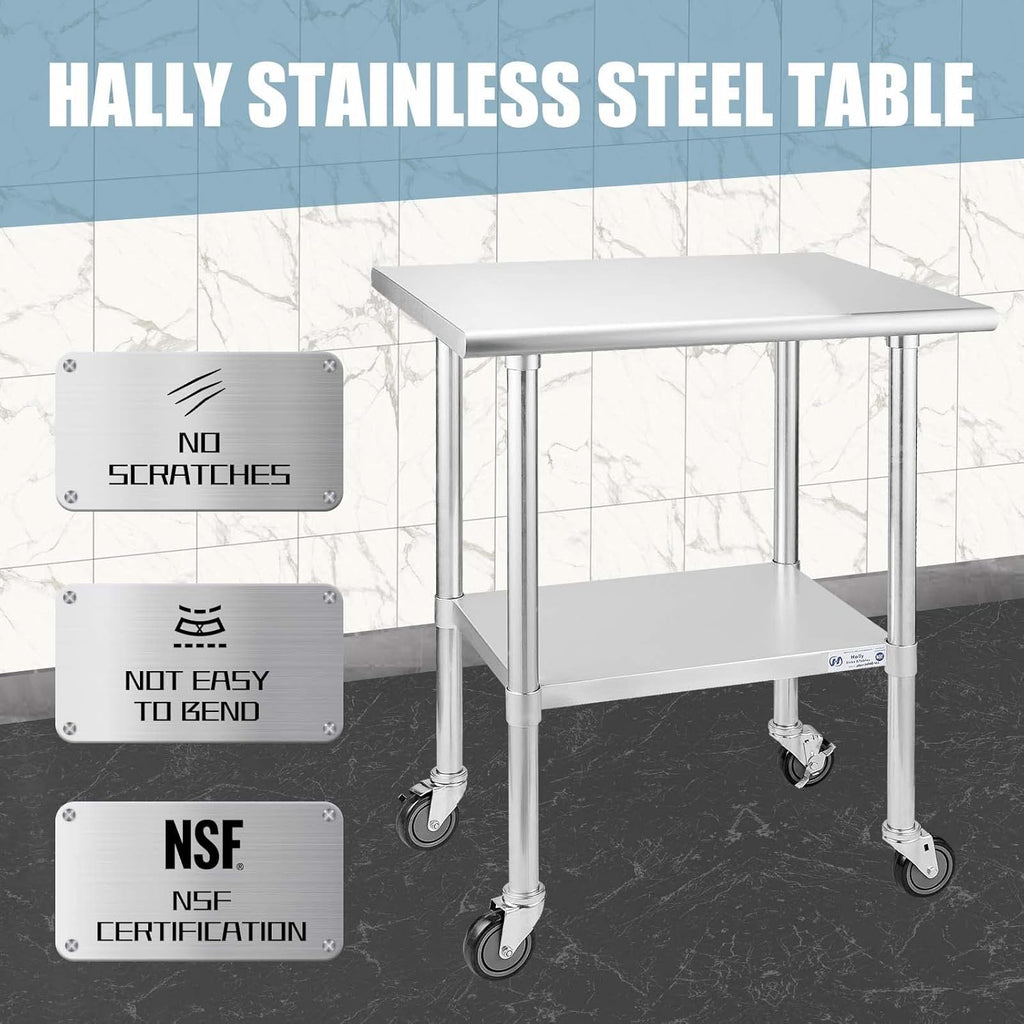 Stainless Steel Table 24 x 30 Inches with Caster Wheels E7872