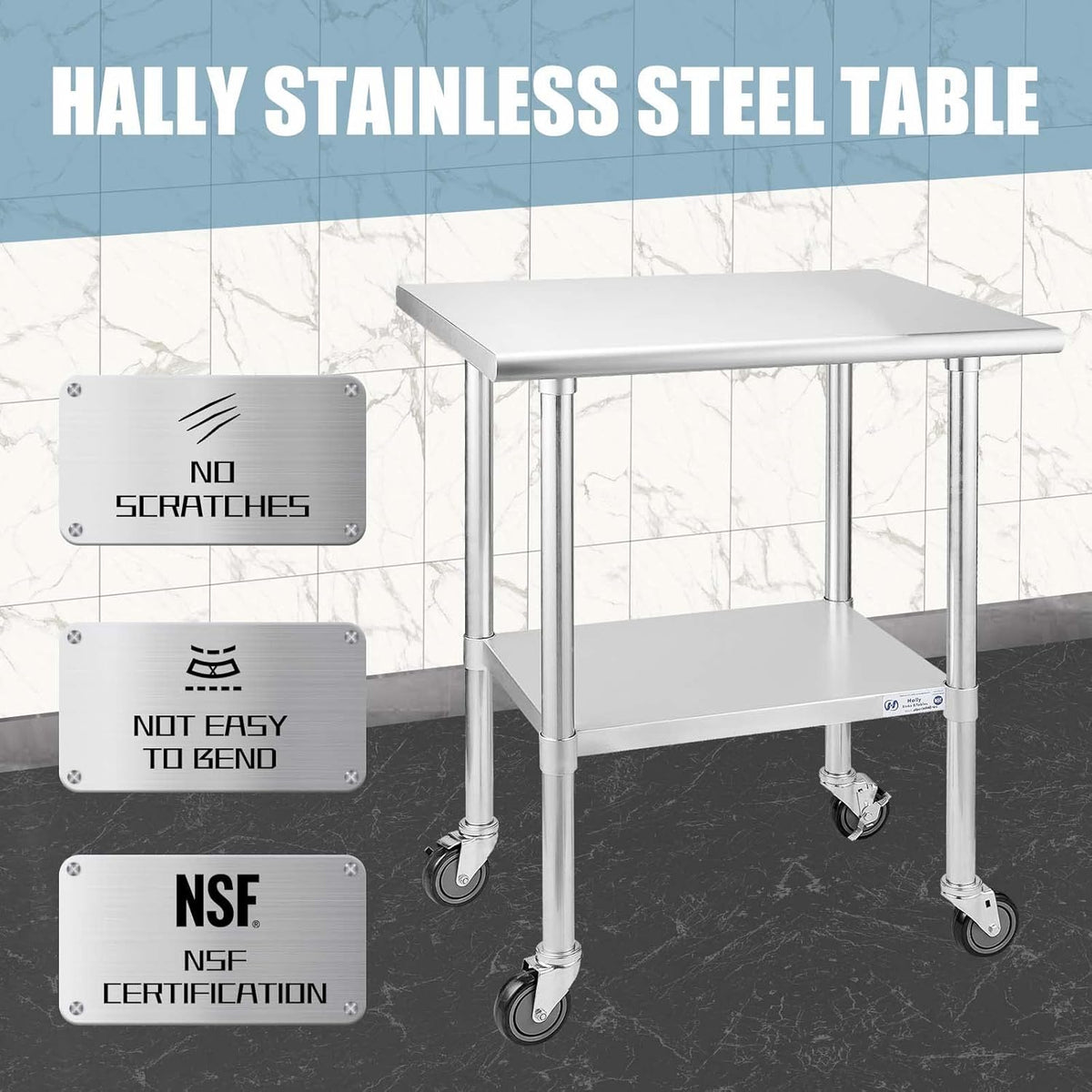 Stainless Steel Table 24 x 30 Inches with Caster Wheels E7872